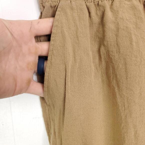 HM Pants WOmens Small Straight Leg Tan Neutral Capsule Pull ON Drawstring Waist - Picture 4 of 10